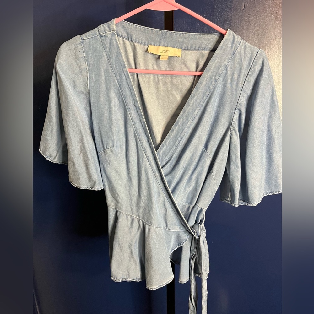 Loft Denim Wrap Top Size XS
